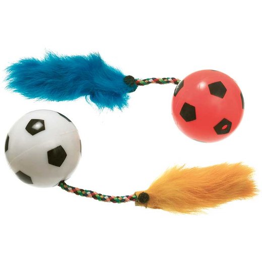 Katzenspielball mit Rassel und Plüschschwanz