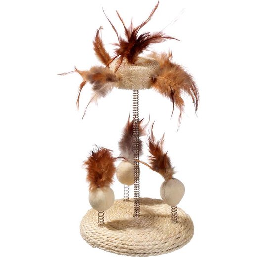 Katzen Naturspielzeug Sisal & Luffa Stand mit Feder