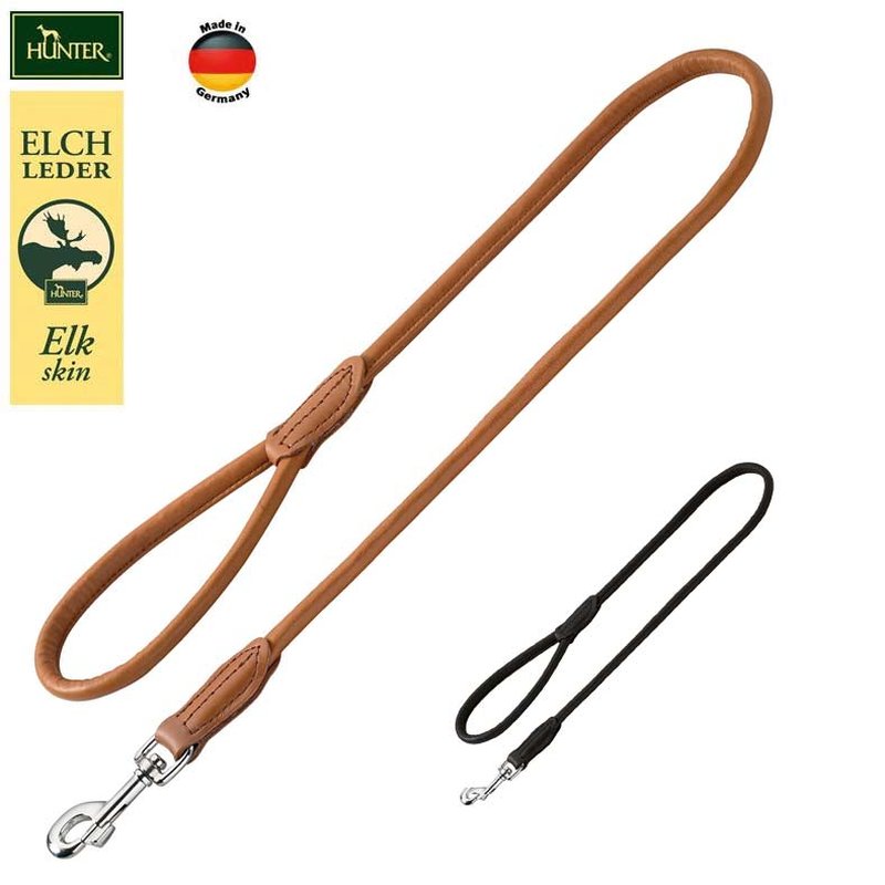 Hunter F?hrleine Round & Soft Elchleder Gr. 10/100 - schwarz