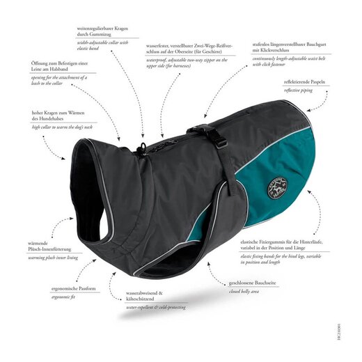 Hunter Hundemantel Uppsala Cozy - anthrazit/petrol - Gr. 35