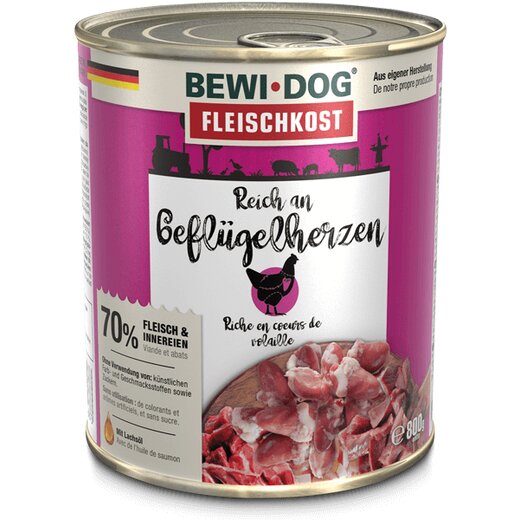 BEWI DOG fleischkost reich an Geflgelherzen - 800 g