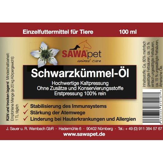 SAWApet Schwarzkmmell - 250 ml