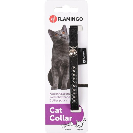 gepolstertes Katzenhalsband Monte Carlo mit Strass - schwarz