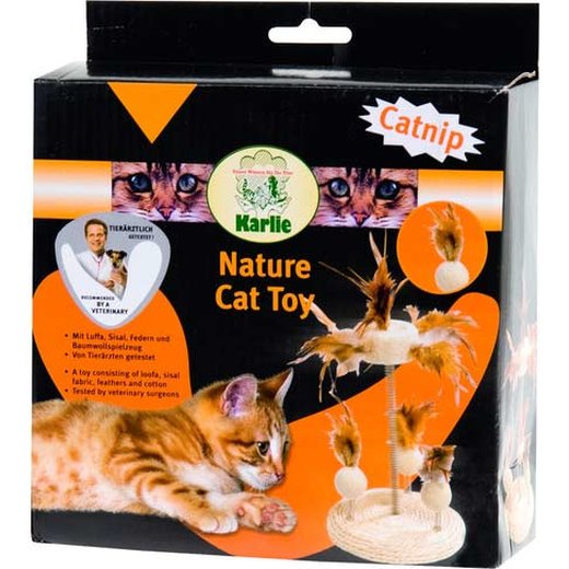 Katzen Naturspielzeug Sisal & Luffa Stand mit Feder