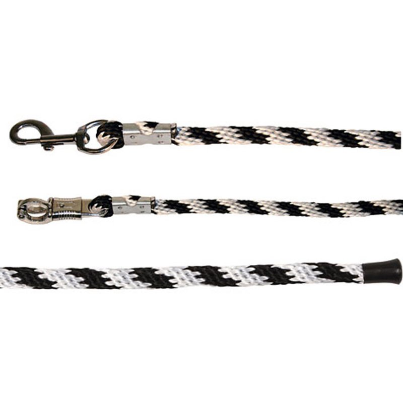F?hrstrick Mustang - schwarz/silber/wei? - Karabinerhaken