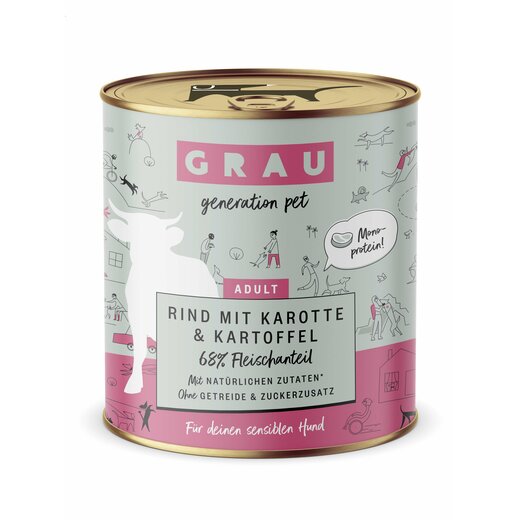 Grau Hund Rind mit Karotte & Kartoffel