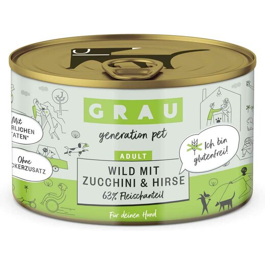 Grau Hund Wild mit Zucchini & Hirse