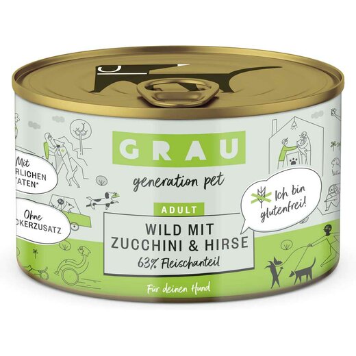 Grau Hund Wild mit Zucchini & Hirse 200 g