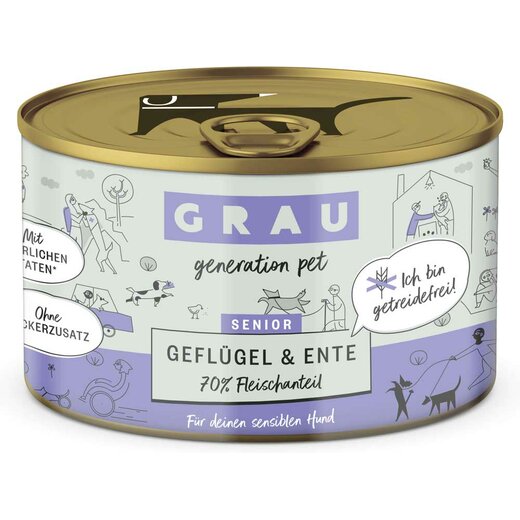 Grau Schlemmertopf SENIOR mit Ente, Geflügel & Kaninchen