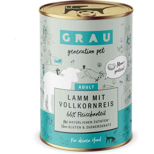 Grau Hund Lamm mit Vollkornreis