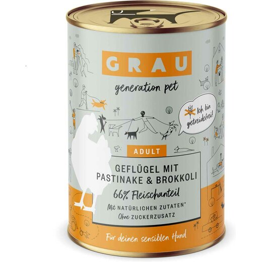 Grau Hund Geflgel mit Pastinake & Brokkoli 400 g