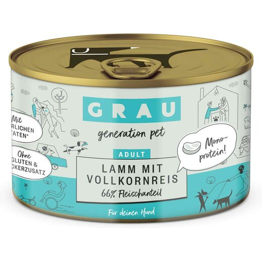 Grau Hund Lamm mit Vollkornreis 200 g