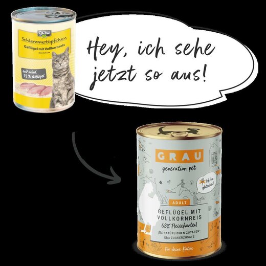 Grau Katzenfutter Geflgel mit Vollkornreis