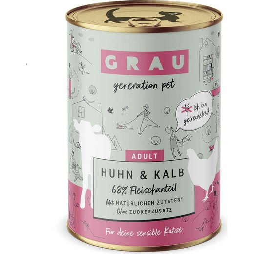 Grau Katzenfutter Huhn & Kalb