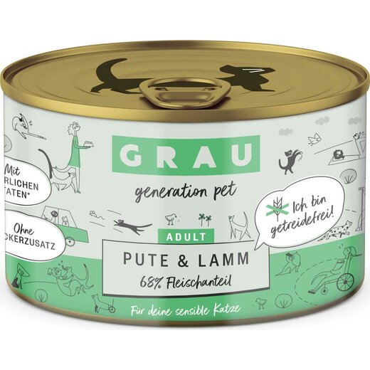 Grau Katzenfutter Pute & Lamm