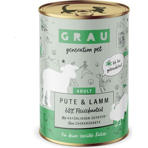 Grau Katzenfutter Pute & Lamm