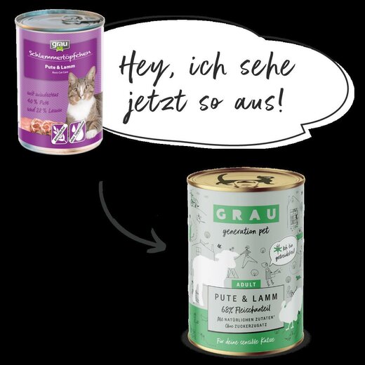 Grau Katzenfutter Pute & Lamm