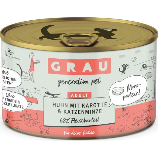 Grau Katzenfutter Huhn mit Karotte & Katzenminze