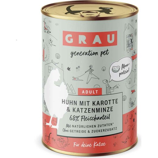 Grau Katzenfutter Huhn mit Karotte & Katzenminze