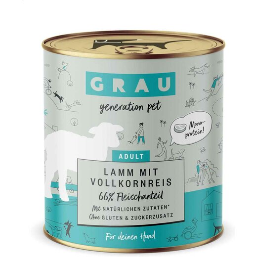 Grau Hund Lamm mit Vollkornreis 800 g