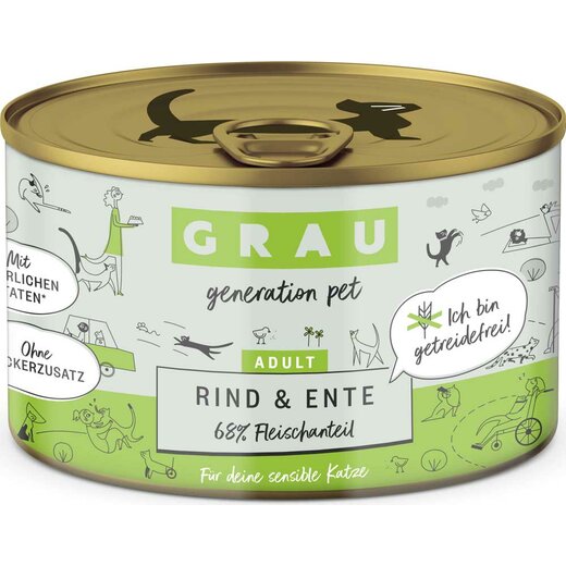 Grau Katzenfutter Rind & Ente