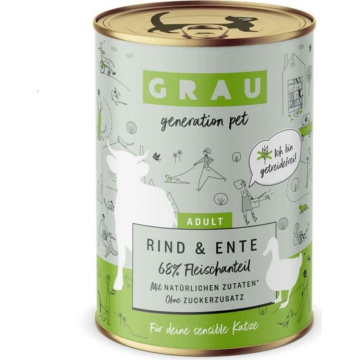 Grau Katzenfutter Rind & Ente