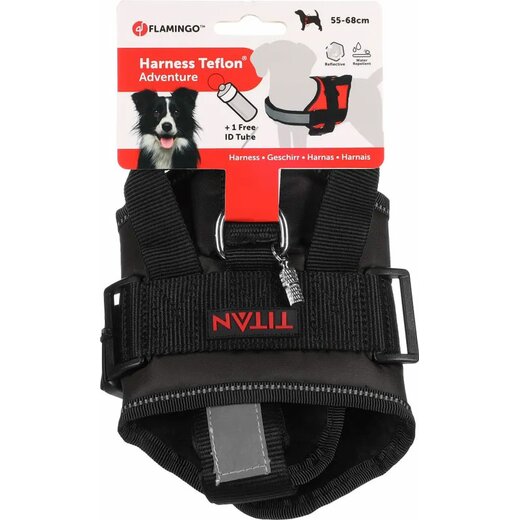 Hundegeschirr Titan Schwarz L | A:38-44cm B:65-77cm C:14cm x 40mm
