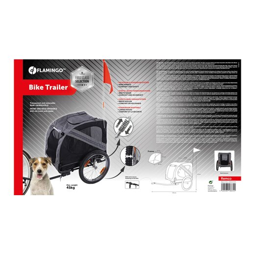 B-Ware E-Bike Hunde-Fahrradanhnger Remco gefedert, bis 45 kg grau