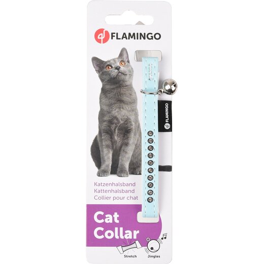 gepolstertes Katzenhalsband Monte Carlo mit Strass - hellblau