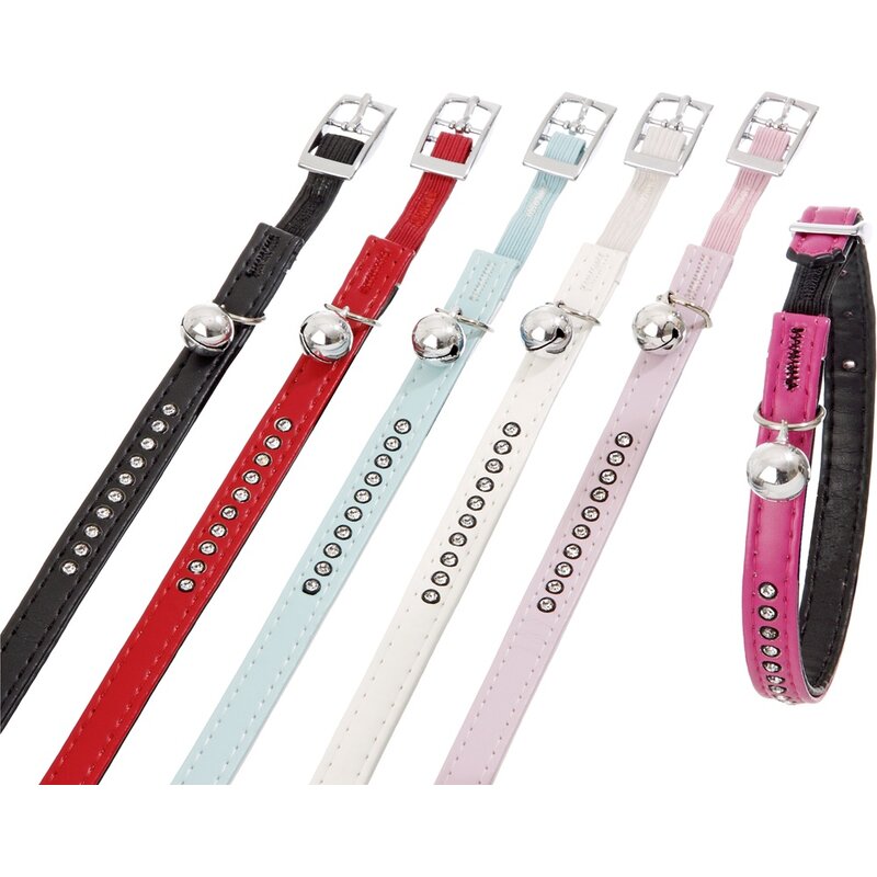 gepolstertes Katzenhalsband Monte Carlo mit Strass - rot