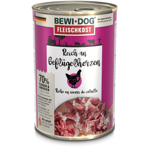 BEWI DOG fleischkost reich an Geflgelherzen